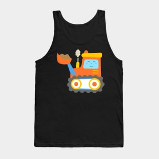 Orange Excavator Bulldozer Construction Machinery for Kids Tank Top